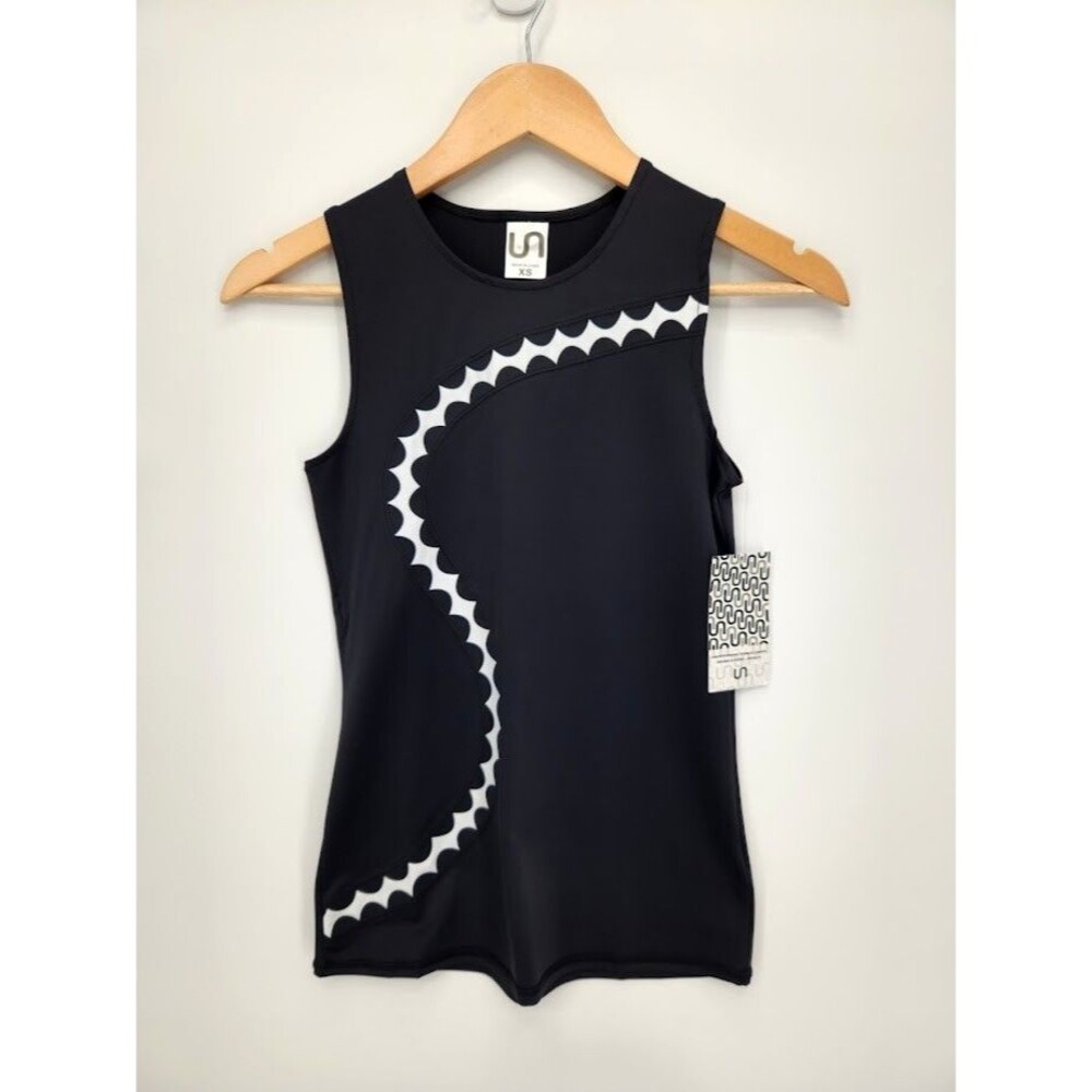 New Urban Savage Womens Scallop Tank Top Activewear Black White Size XS